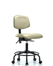 Rutledge Vinyl Chair - Desk Height with Round Tube Base & Casters in Adobe White Trailblazer Vinyl