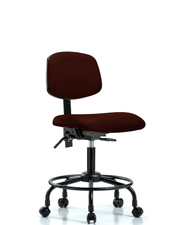 Rutledge Vinyl Chair - Desk Height with Round Tube Base & Casters in Burgundy Trailblazer Vinyl