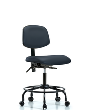 Rutledge Vinyl Chair - Desk Height with Round Tube Base & Casters in Imperial Blue Trailblazer Vinyl