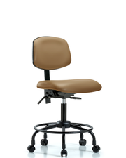 Rutledge Vinyl Chair - Desk Height with Round Tube Base & Casters in Taupe Trailblazer Vinyl