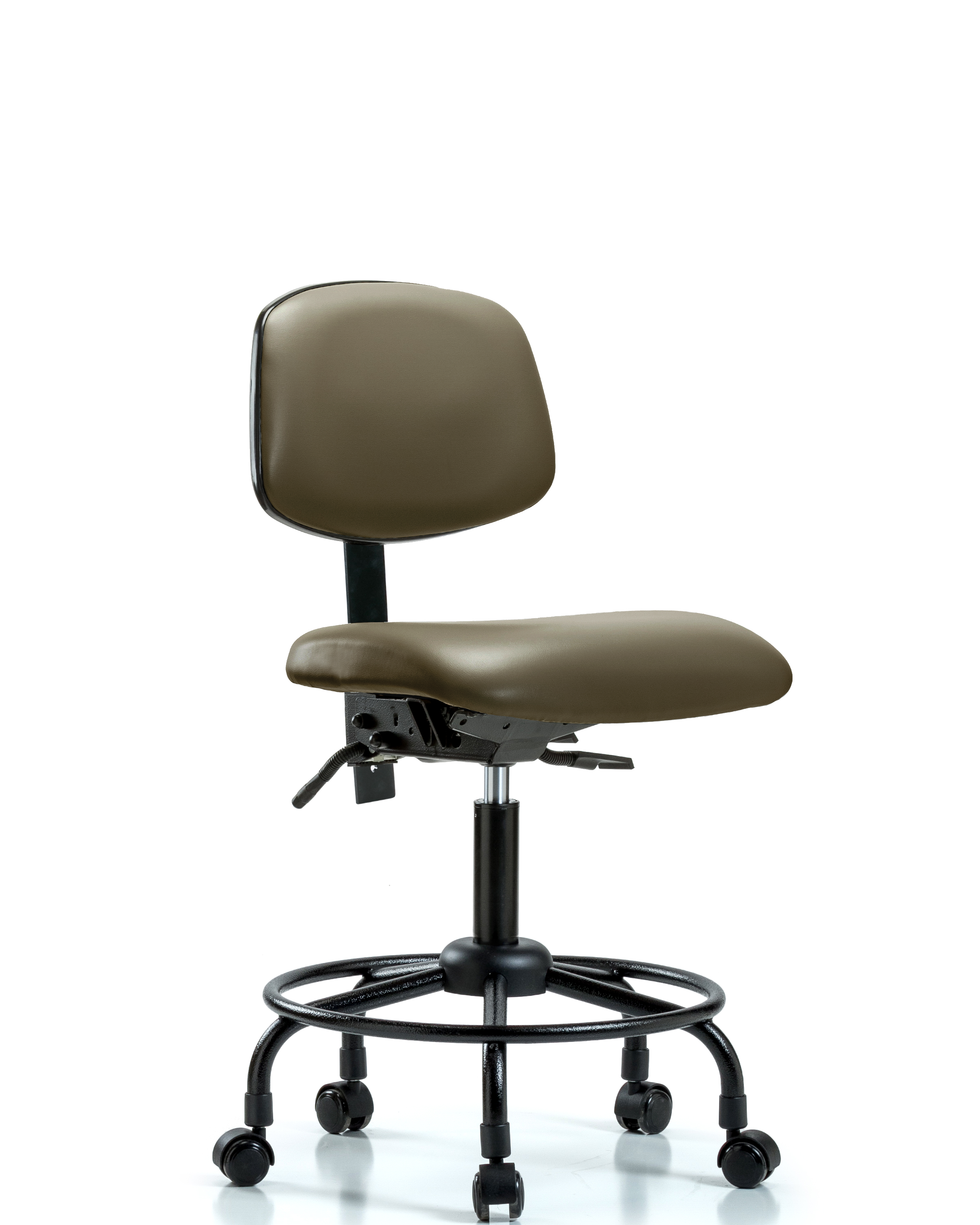 Rutledge Vinyl Chair - Desk Height with Round Tube Base & Casters in Taupe Supernova Vinyl