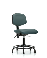 Rutledge Vinyl Chair - Desk Height with Round Tube Base & Stationary Glides in Colonial Blue Trailblazer Vinyl