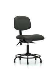 Rutledge Vinyl Chair - Desk Height with Round Tube Base & Stationary Glides in Charcoal Trailblazer Vinyl