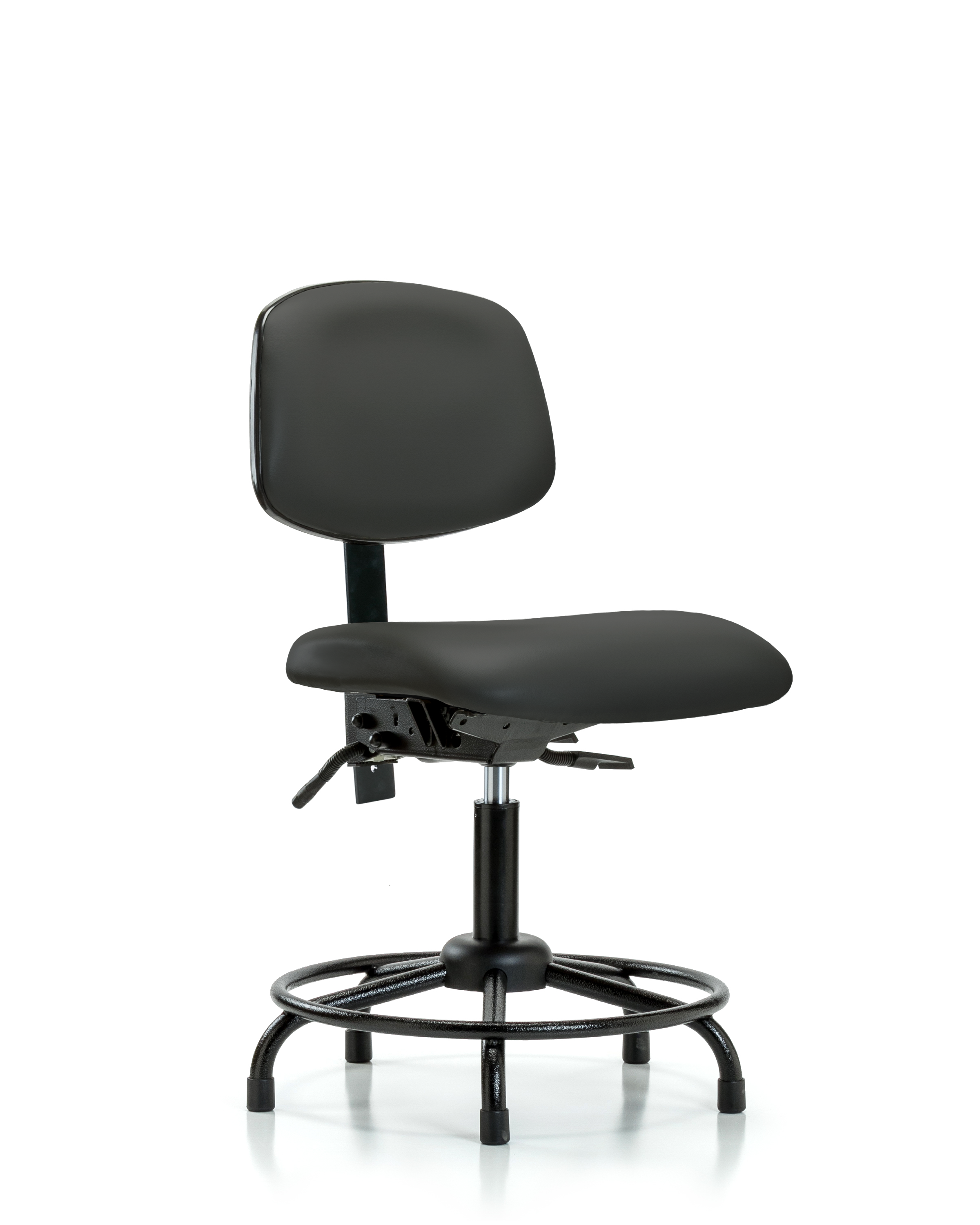 Rutledge Vinyl Chair - Desk Height with Round Tube Base & Stationary Glides in Charcoal Trailblazer Vinyl