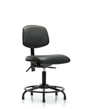 Rutledge Vinyl Chair - Desk Height with Round Tube Base & Stationary Glides in Carbon Supernova Vinyl