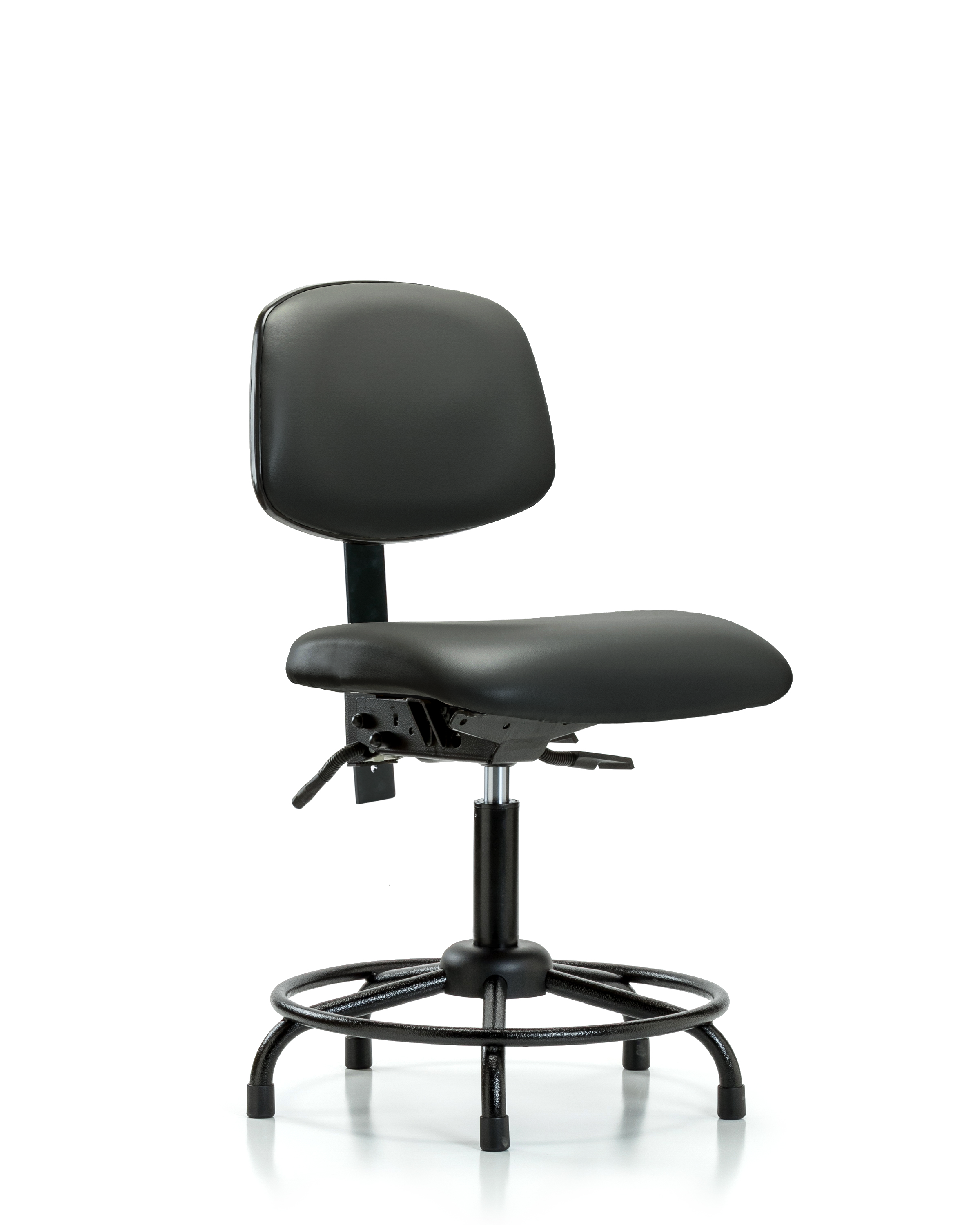 Rutledge Vinyl Chair - Desk Height with Round Tube Base & Stationary Glides in Carbon Supernova Vinyl