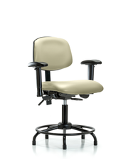 Rutledge Vinyl Chair - Desk Height with Round Tube Base, Adjustable Arms, & Stationary Glides in Adobe White Trailblazer Vinyl