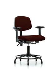 Rutledge Vinyl Chair - Desk Height with Round Tube Base, Adjustable Arms, & Stationary Glides in Burgundy Trailblazer Vinyl