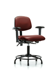 Rutledge Vinyl Chair - Desk Height with Round Tube Base, Adjustable Arms, & Stationary Glides in Borscht Supernova Vinyl