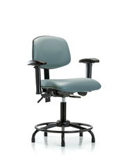 Rutledge Vinyl Chair - Desk Height with Round Tube Base, Adjustable Arms, & Stationary Glides in Storm Supernova Vinyl