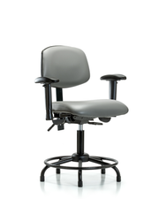 Rutledge Vinyl Chair - Desk Height with Round Tube Base, Adjustable Arms, & Stationary Glides in Sterling Supernova Vinyl