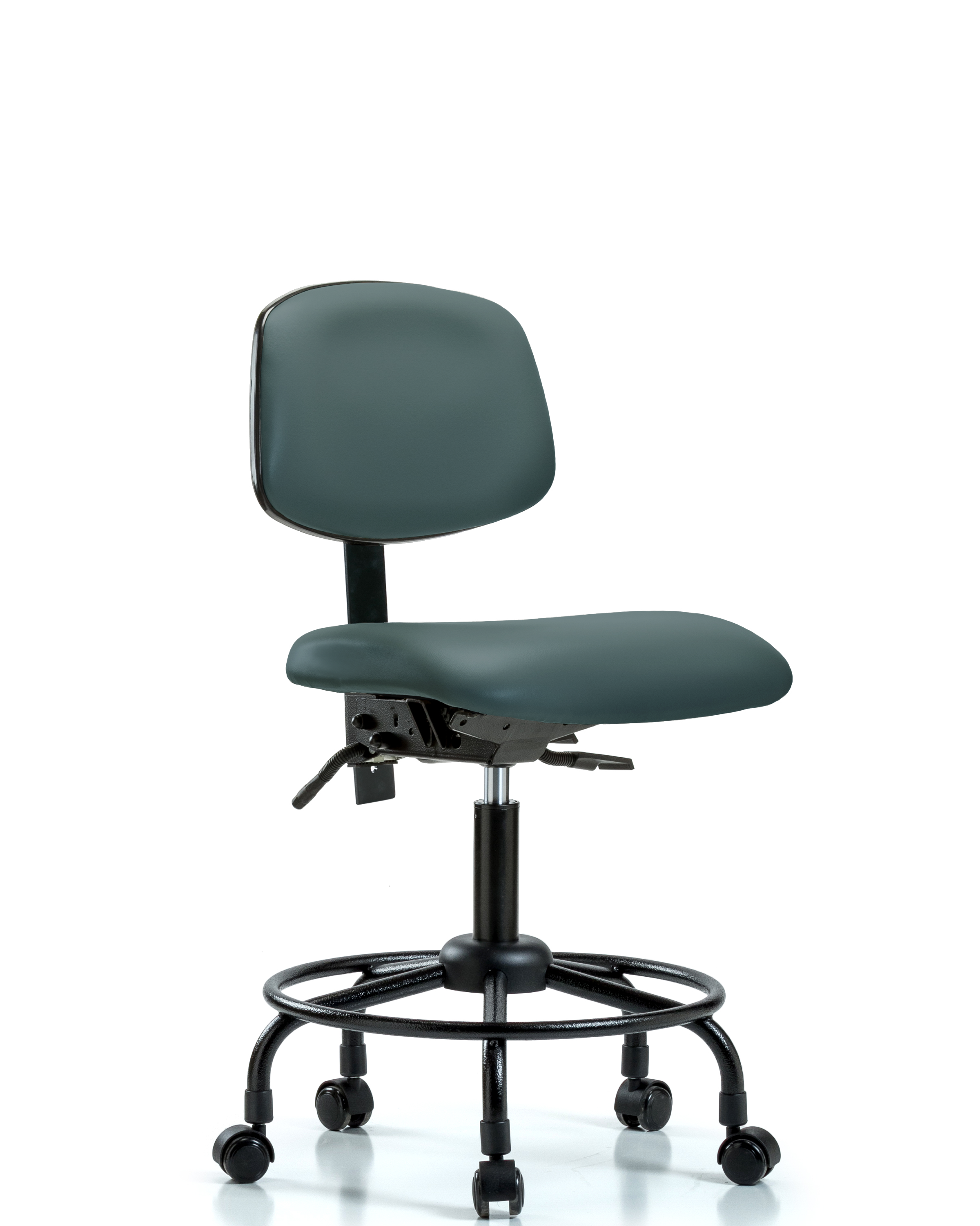 Rutledge Vinyl Chair - Desk Height with Round Tube Base, Seat Tilt, & Casters in Colonial Blue Trailblazer Vinyl
