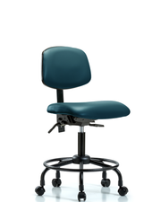 Rutledge Vinyl Chair - Desk Height with Round Tube Base, Seat Tilt, & Casters in Marine Blue Supernova Vinyl