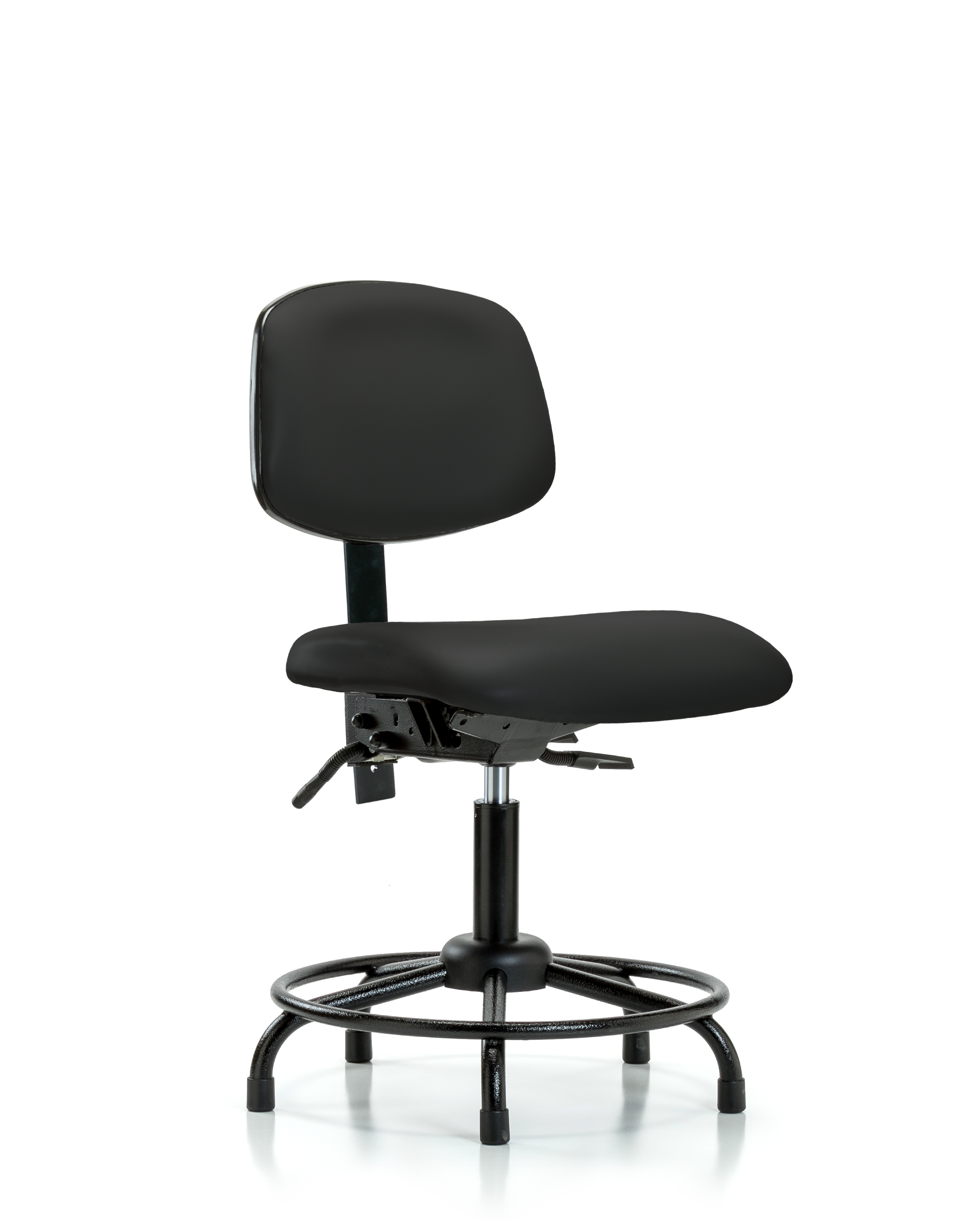 Rutledge Vinyl Chair - Desk Height with Round Tube Base, Seat Tilt, & Stationary Glides in Black Trailblazer Vinyl