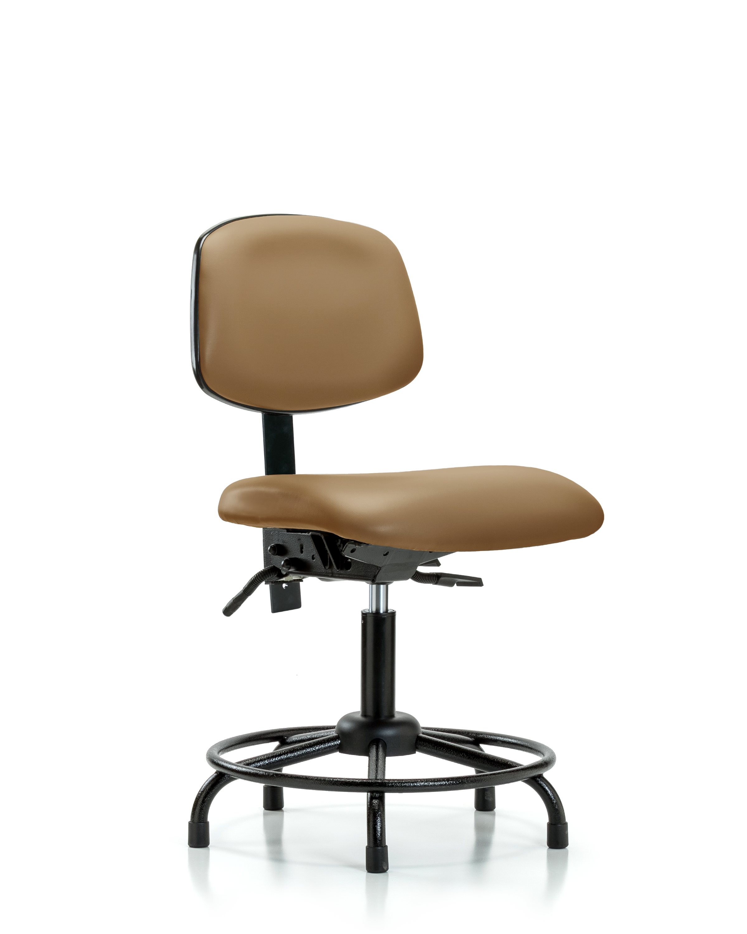 Rutledge Vinyl Chair - Desk Height with Round Tube Base, Seat Tilt, & Stationary Glides in Taupe Trailblazer Vinyl