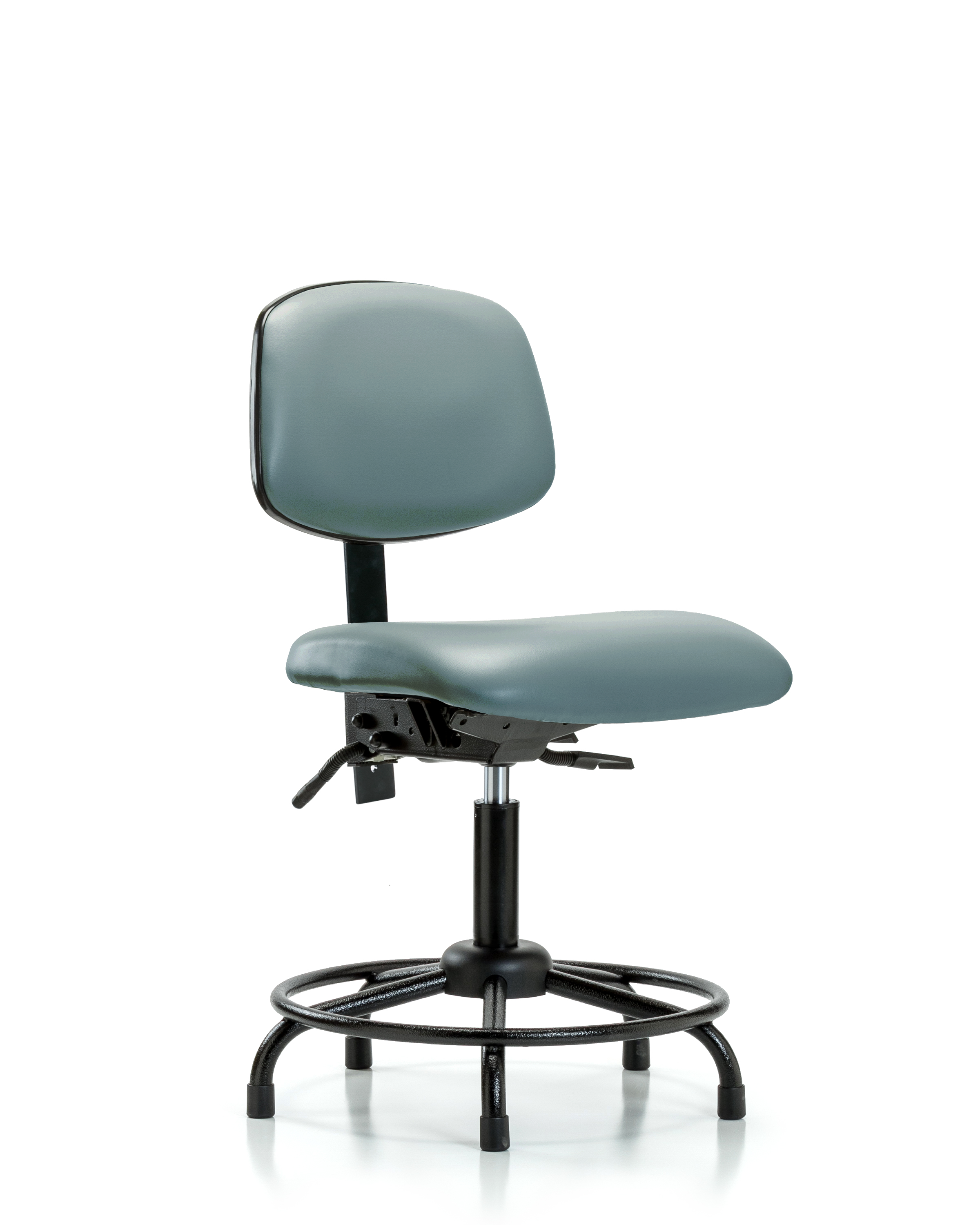 Rutledge Vinyl Chair - Desk Height with Round Tube Base, Seat Tilt, & Stationary Glides in Storm Supernova Vinyl