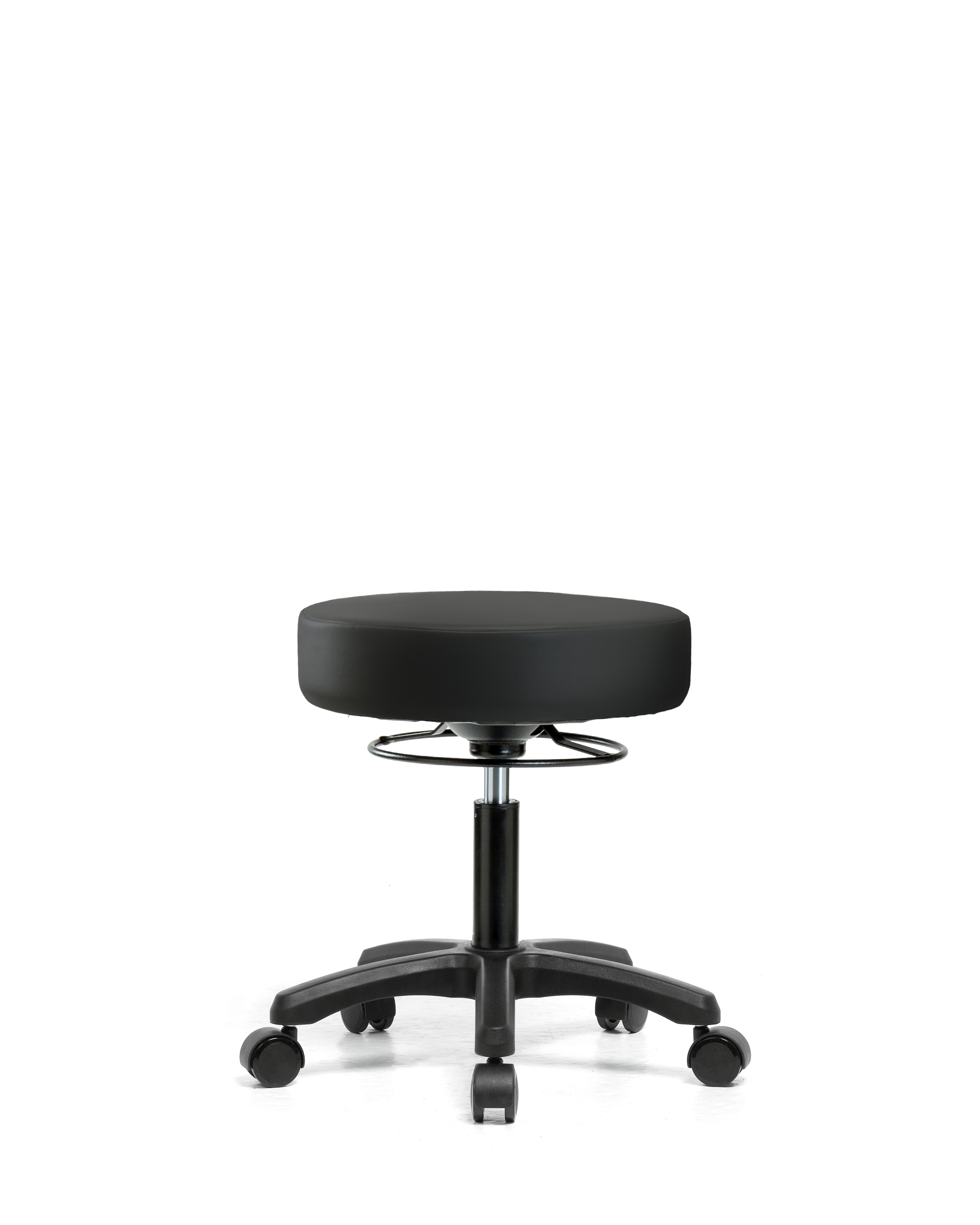 Vinyl Mini-Stool - Desk Height with Casters in Black Trailblazer Vinyl