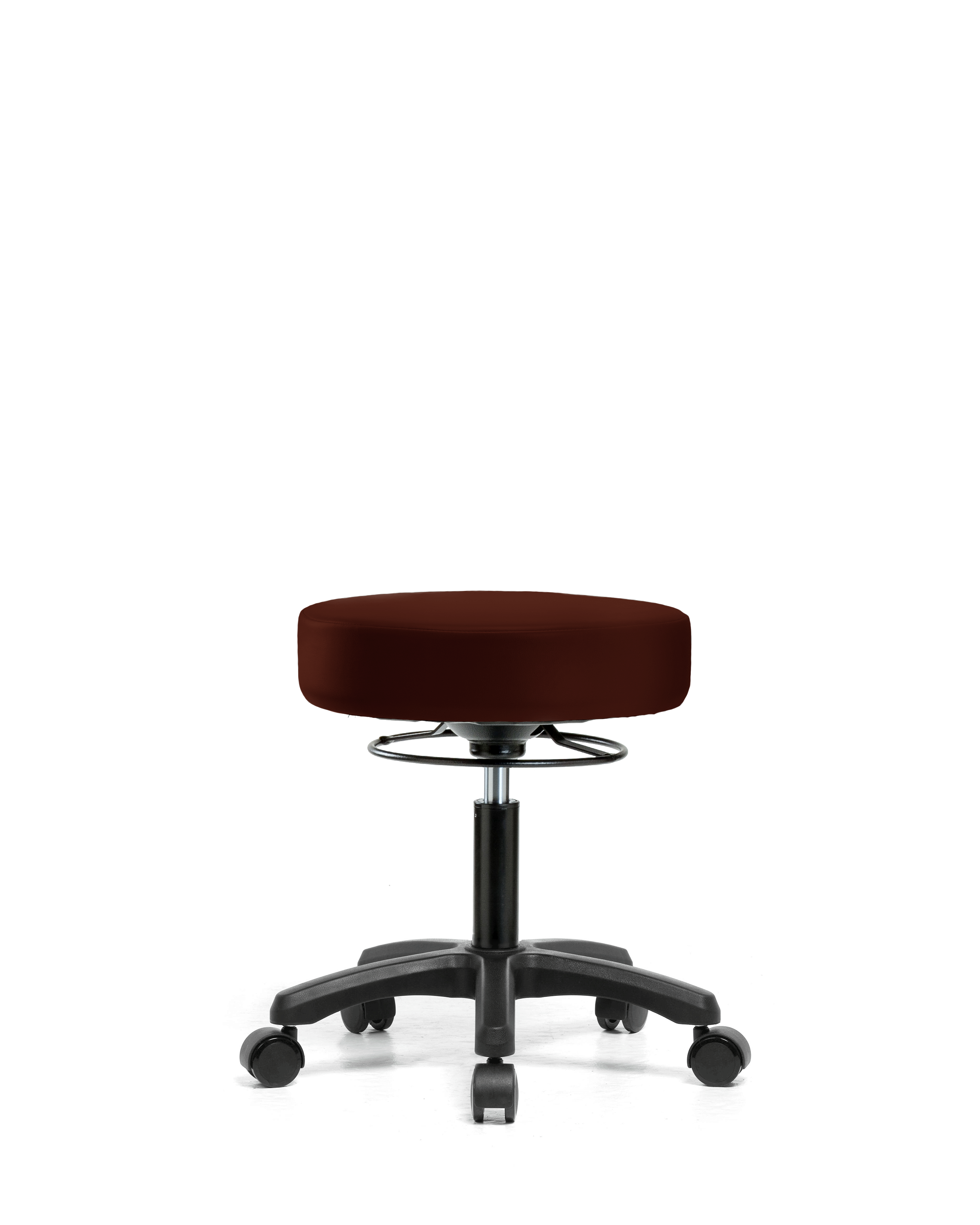 Vinyl Mini-Stool - Desk Height with Casters in Burgundy Trailblazer Vinyl