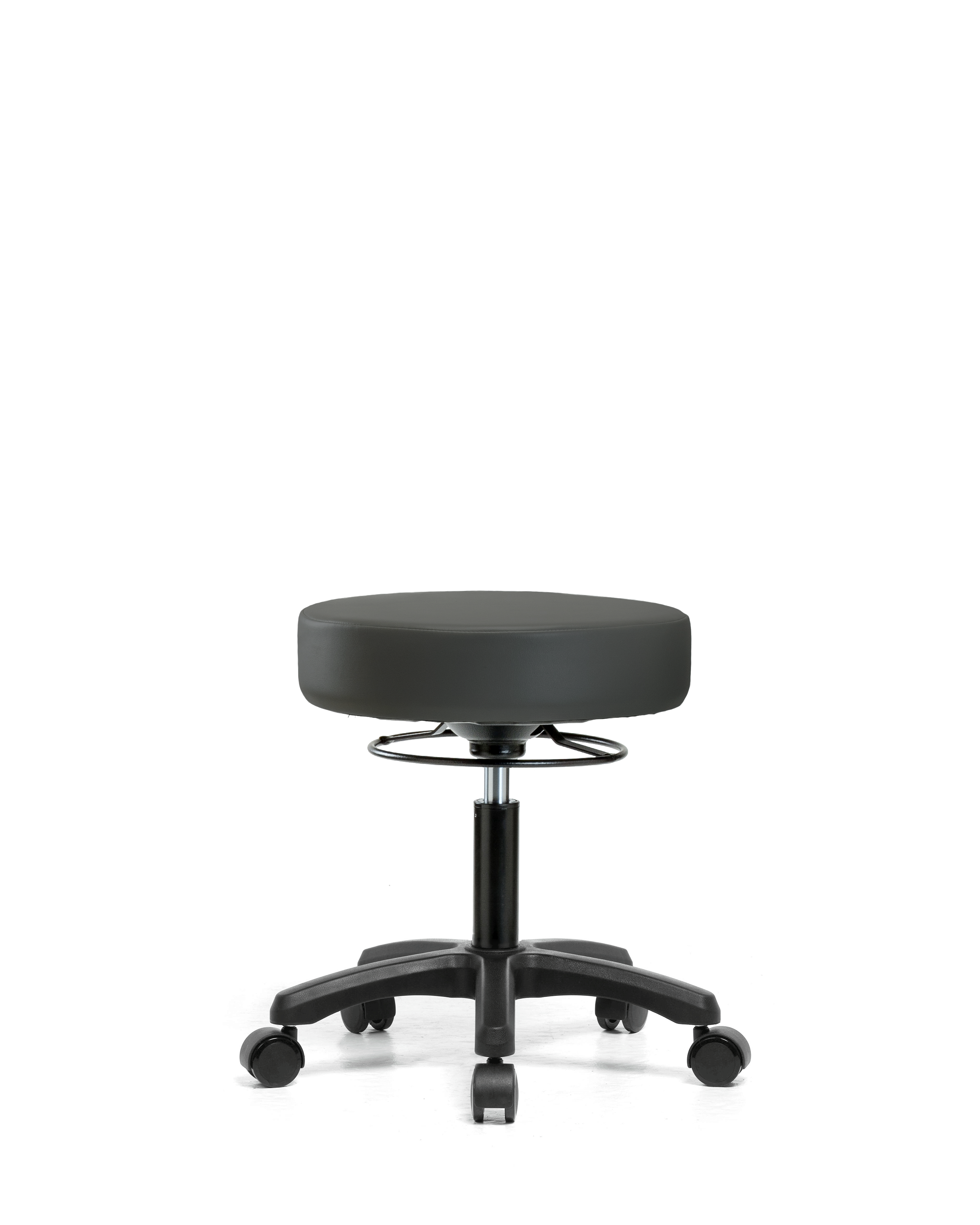 Vinyl Mini-Stool - Desk Height with Casters in Charcoal Trailblazer Vinyl