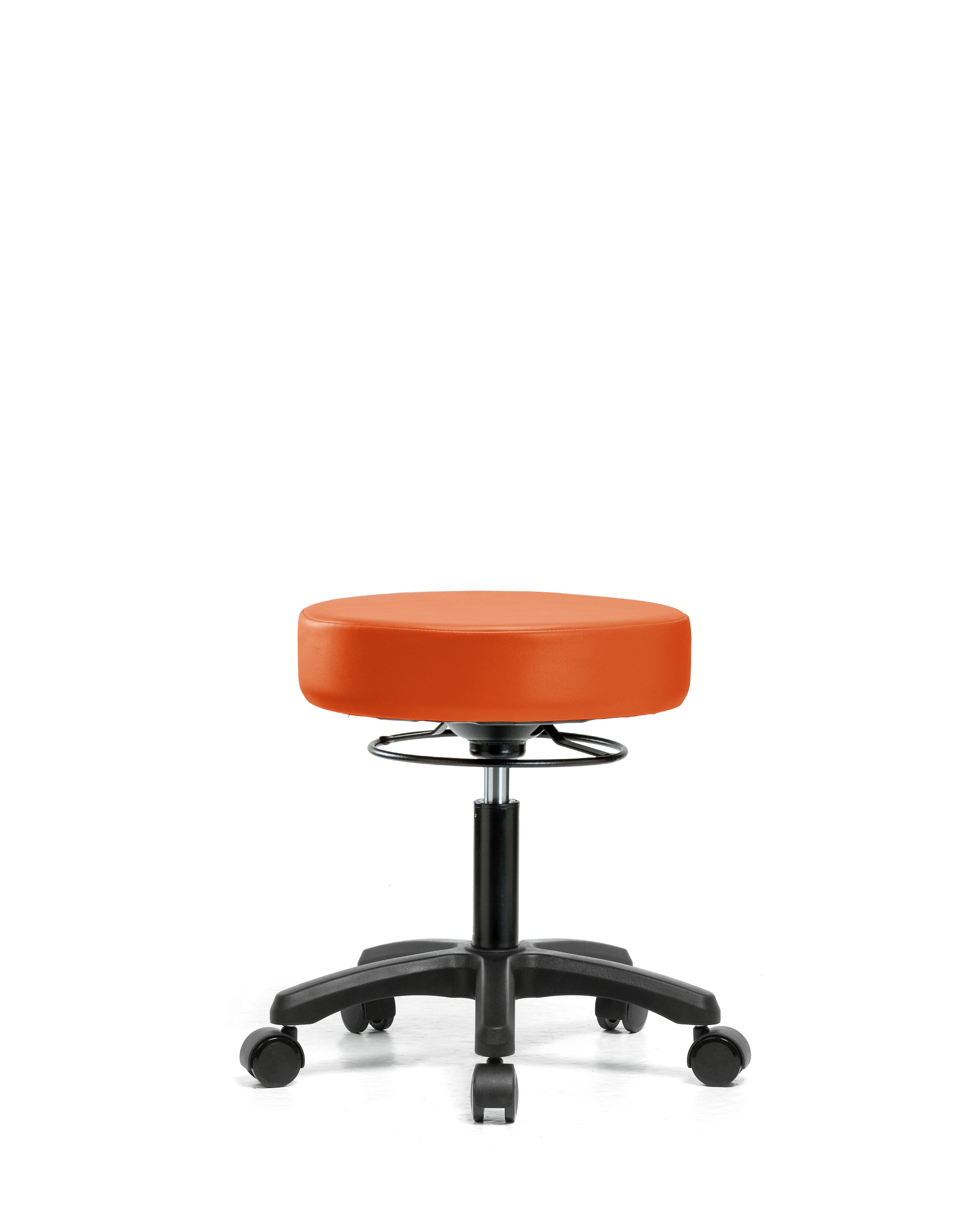 Vinyl Mini-Stool - Desk Height with Casters in Orange Kist Trailblazer Vinyl