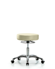 Rutledge Vinyl Stool without Back Chrome - Desk Height with Casters in Adobe White Trailblazer Vinyl