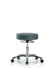 Rutledge Vinyl Stool without Back Chrome - Desk Height with Casters in Colonial Blue Trailblazer Vinyl