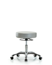 Rutledge Vinyl Stool without Back Chrome - Desk Height with Casters in Dove Trailblazer Vinyl