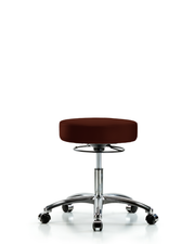 Rutledge Vinyl Stool without Back Chrome - Desk Height with Casters in Burgundy Trailblazer Vinyl