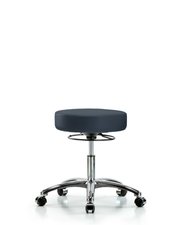 Rutledge Vinyl Stool without Back Chrome - Desk Height with Casters in Imperial Blue Trailblazer Vinyl