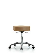 Rutledge Vinyl Stool without Back Chrome - Desk Height with Casters in Taupe Trailblazer Vinyl