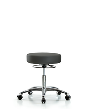 Rutledge Vinyl Stool without Back Chrome - Desk Height with Casters in Charcoal Trailblazer Vinyl