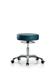 Rutledge Vinyl Stool without Back Chrome - Desk Height with Casters in Marine Blue Supernova Vinyl