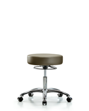 Rutledge Vinyl Stool without Back Chrome - Desk Height with Casters in Taupe Supernova Vinyl