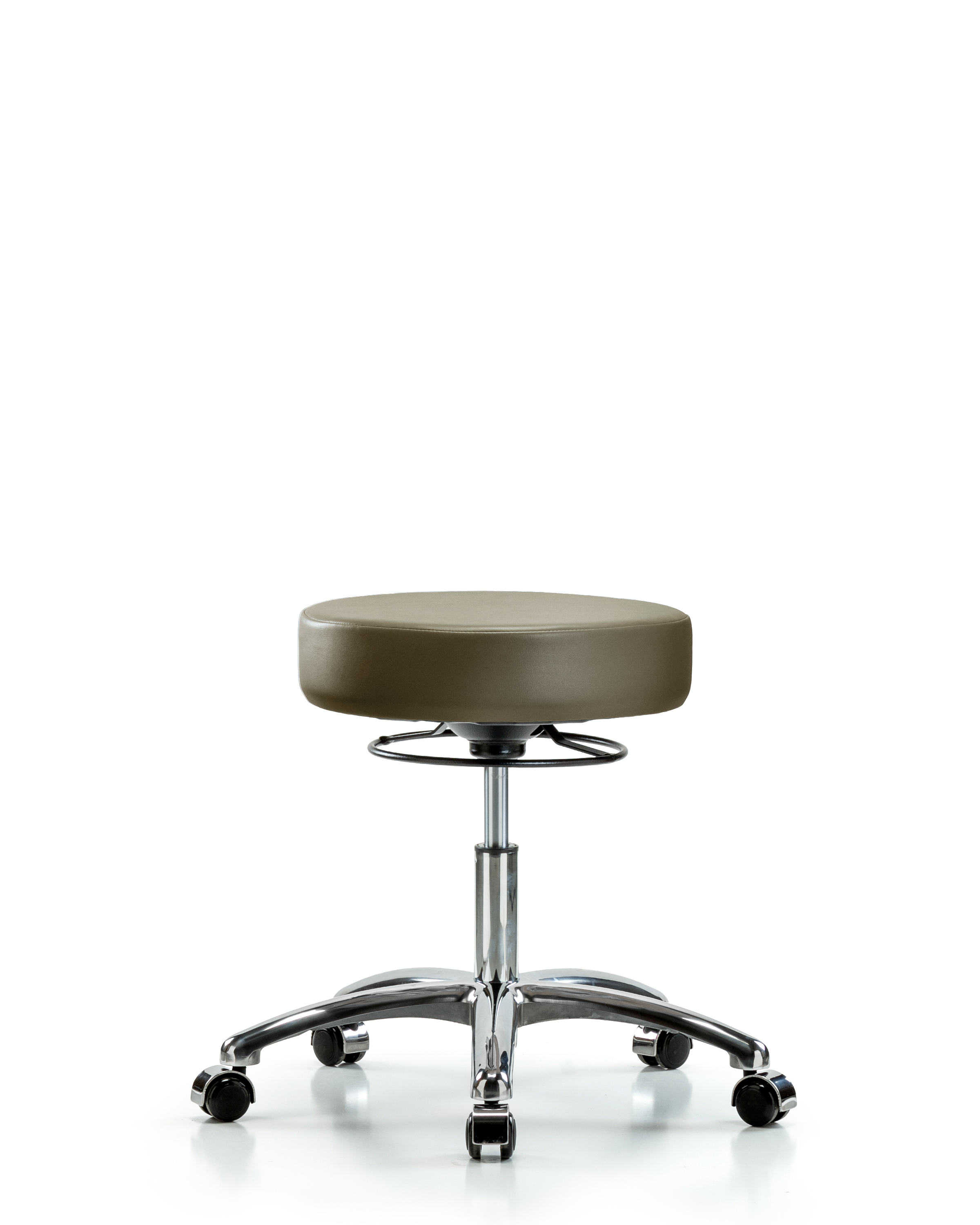 Rutledge Vinyl Stool without Back Chrome - Desk Height with Casters in Taupe Supernova Vinyl
