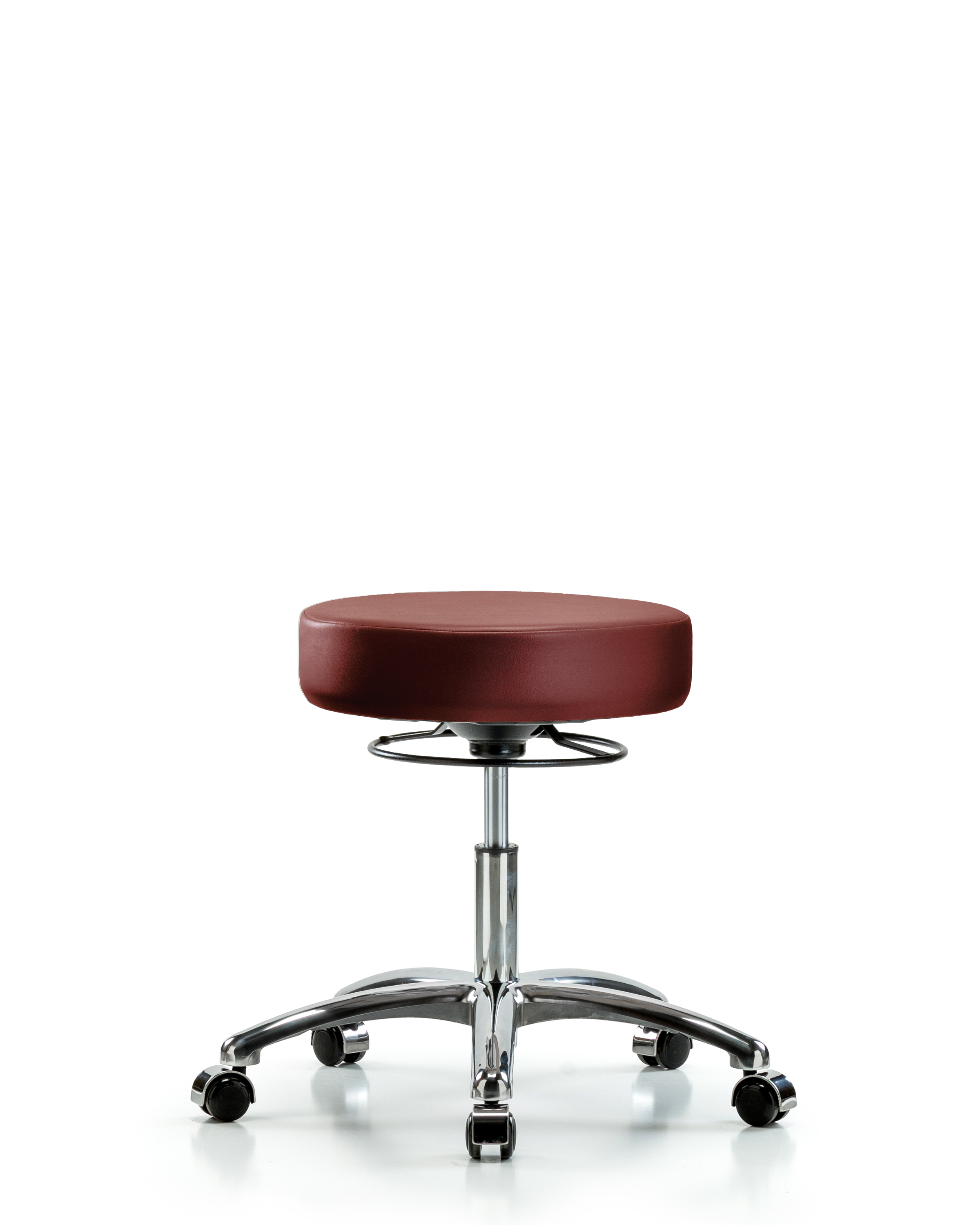 Rutledge Vinyl Stool without Back Chrome - Desk Height with Casters in Borscht Supernova Vinyl