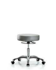 Rutledge Vinyl Stool without Back Chrome - Desk Height with Casters in Sterling Supernova Vinyl