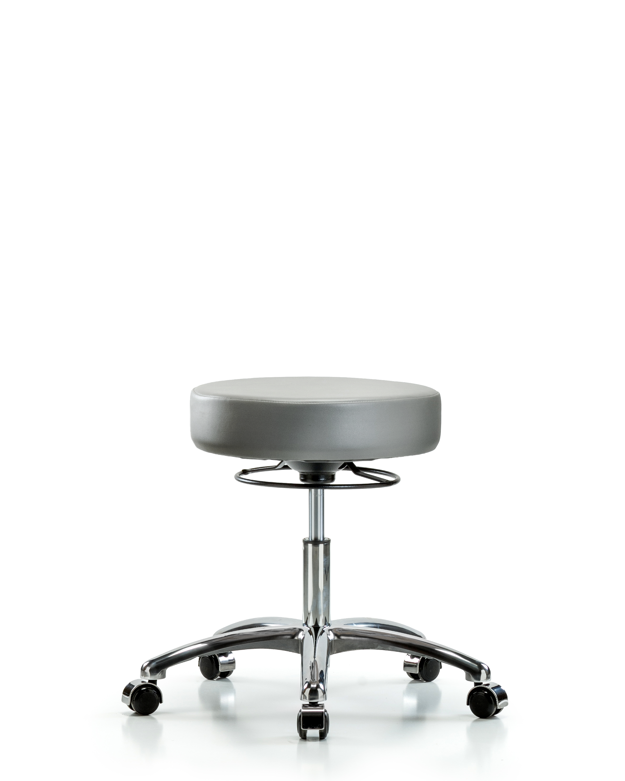 Rutledge Vinyl Stool without Back Chrome - Desk Height with Casters in Sterling Supernova Vinyl