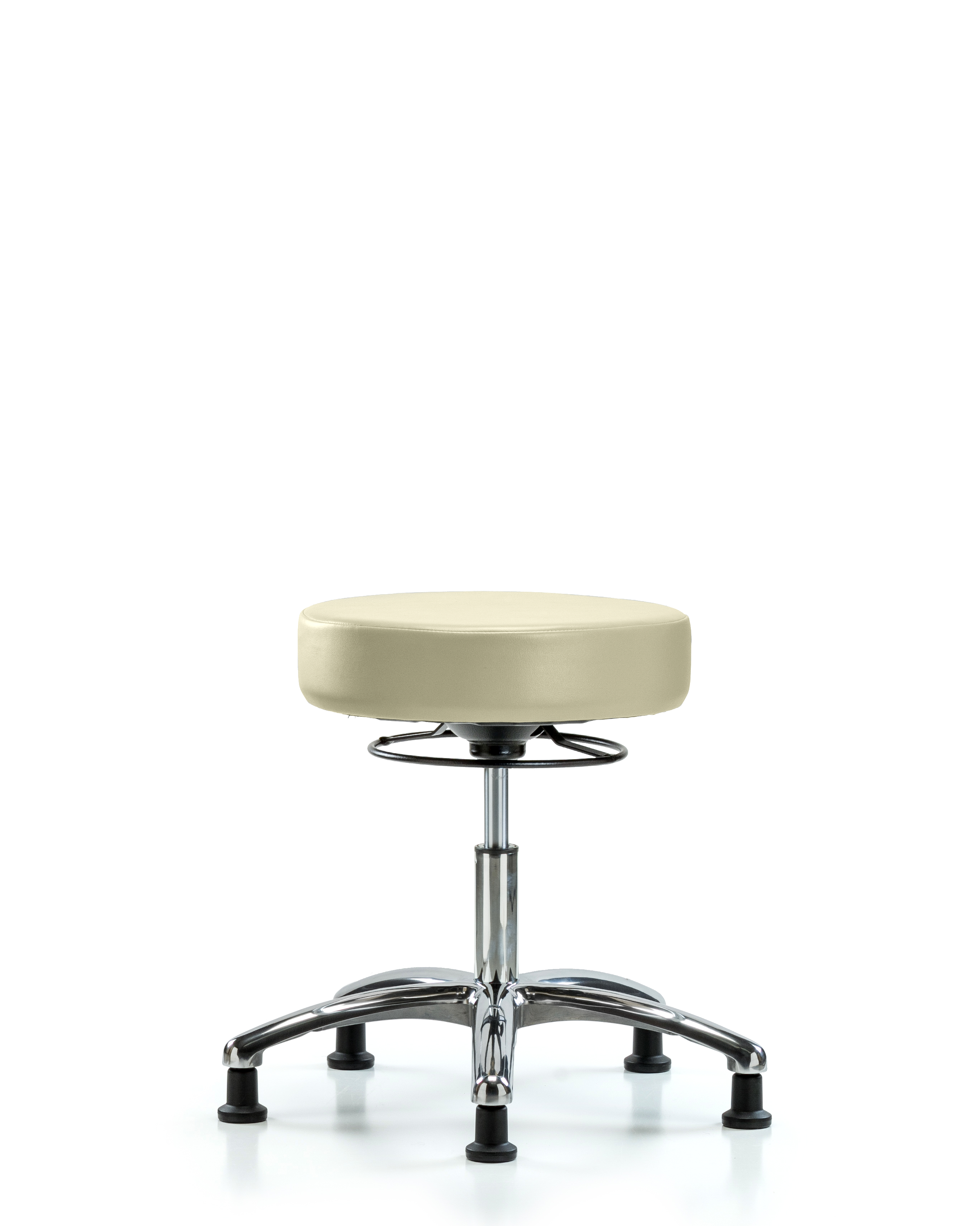 Rutledge Vinyl Stool without Back Chrome - Desk Height with Stationary Glides in Adobe White Trailblazer Vinyl