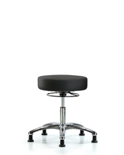 Rutledge Vinyl Stool without Back Chrome - Desk Height with Stationary Glides in Black Trailblazer Vinyl