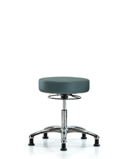 Rutledge Vinyl Stool without Back Chrome - Desk Height with Stationary Glides in Colonial Blue Trailblazer Vinyl