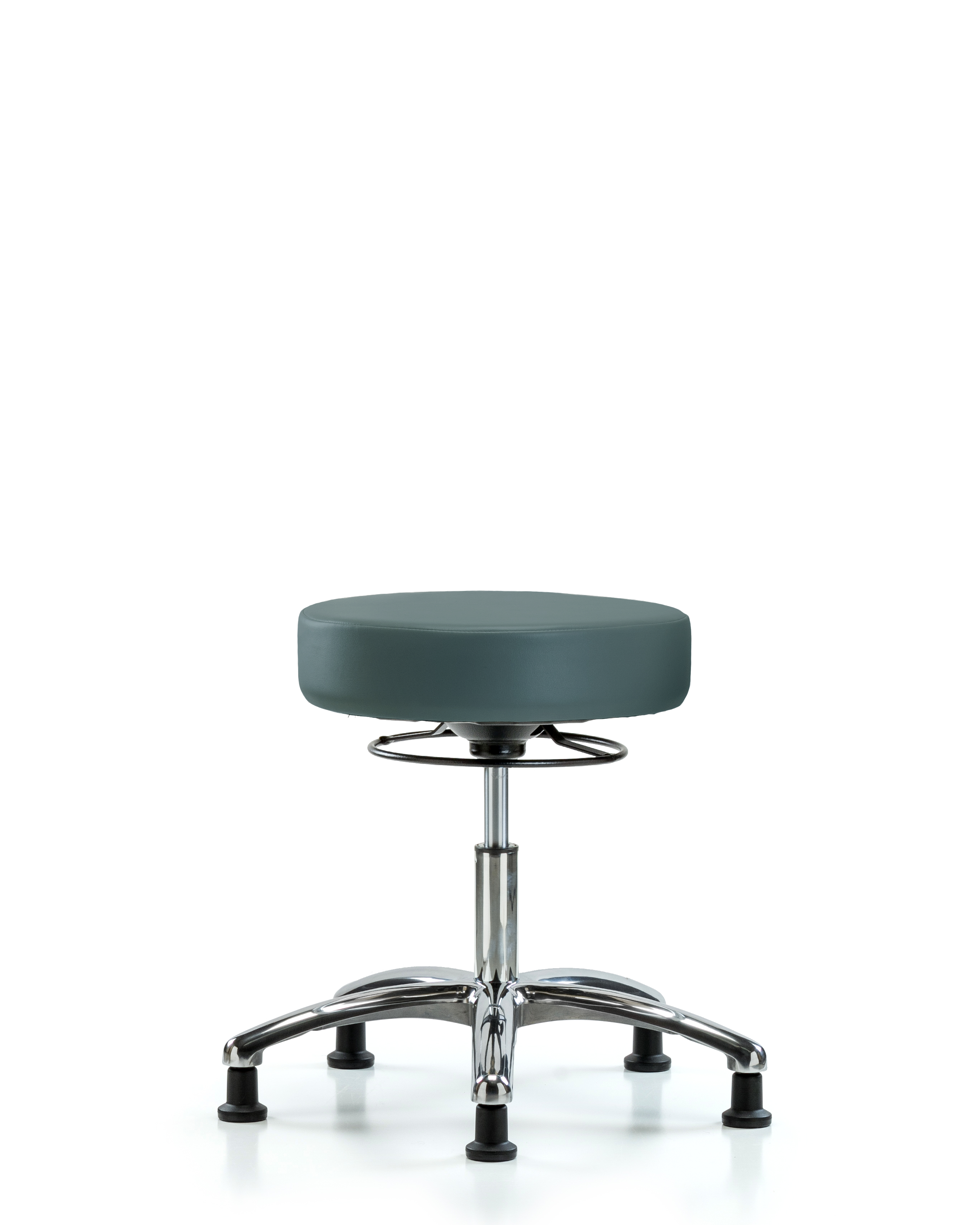 Rutledge Vinyl Stool without Back Chrome - Desk Height with Stationary Glides in Colonial Blue Trailblazer Vinyl