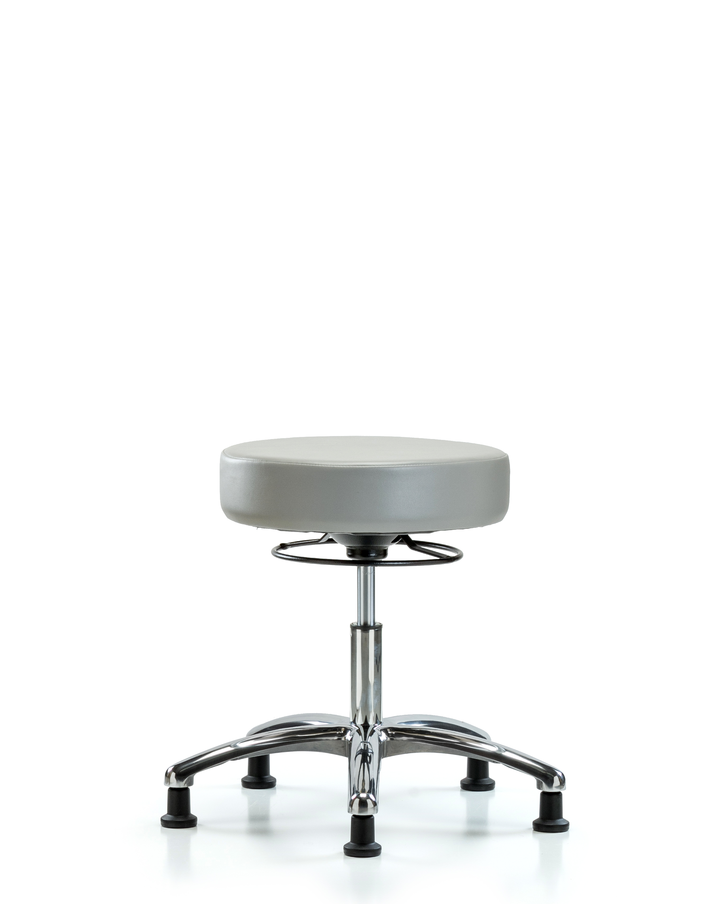 Rutledge Vinyl Stool without Back Chrome - Desk Height with Stationary Glides in Dove Trailblazer Vinyl