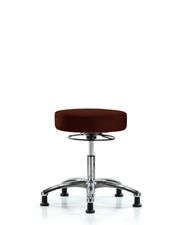 Rutledge Vinyl Stool without Back Chrome - Desk Height with Stationary Glides in Burgundy Trailblazer Vinyl