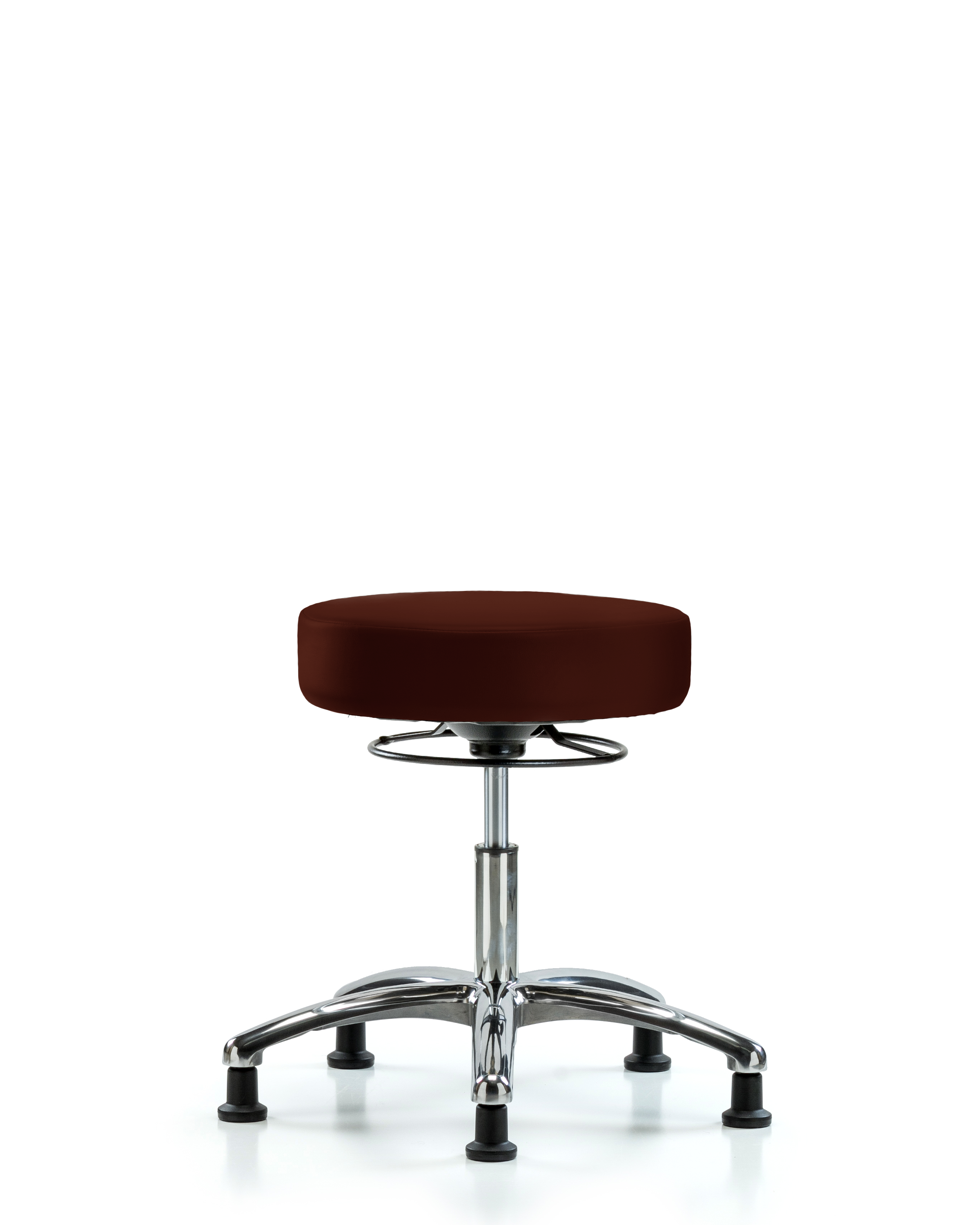 Rutledge Vinyl Stool without Back Chrome - Desk Height with Stationary Glides in Burgundy Trailblazer Vinyl