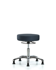 Rutledge Vinyl Stool without Back Chrome - Desk Height with Stationary Glides in Imperial Blue Trailblazer Vinyl