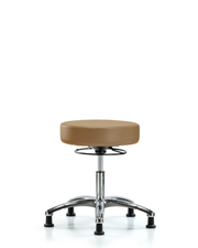 Rutledge Vinyl Stool without Back Chrome - Desk Height with Stationary Glides in Taupe Trailblazer Vinyl