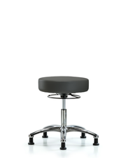 Rutledge Vinyl Stool without Back Chrome - Desk Height with Stationary Glides in Charcoal Trailblazer Vinyl