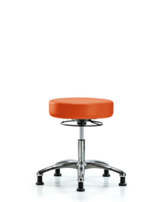 Rutledge Vinyl Stool without Back Chrome - Desk Height with Stationary Glides in Orange Kist Trailblazer Vinyl
