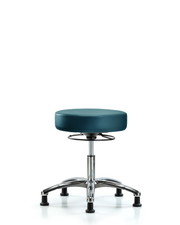 Rutledge Vinyl Stool without Back Chrome - Desk Height with Stationary Glides in Marine Blue Supernova Vinyl