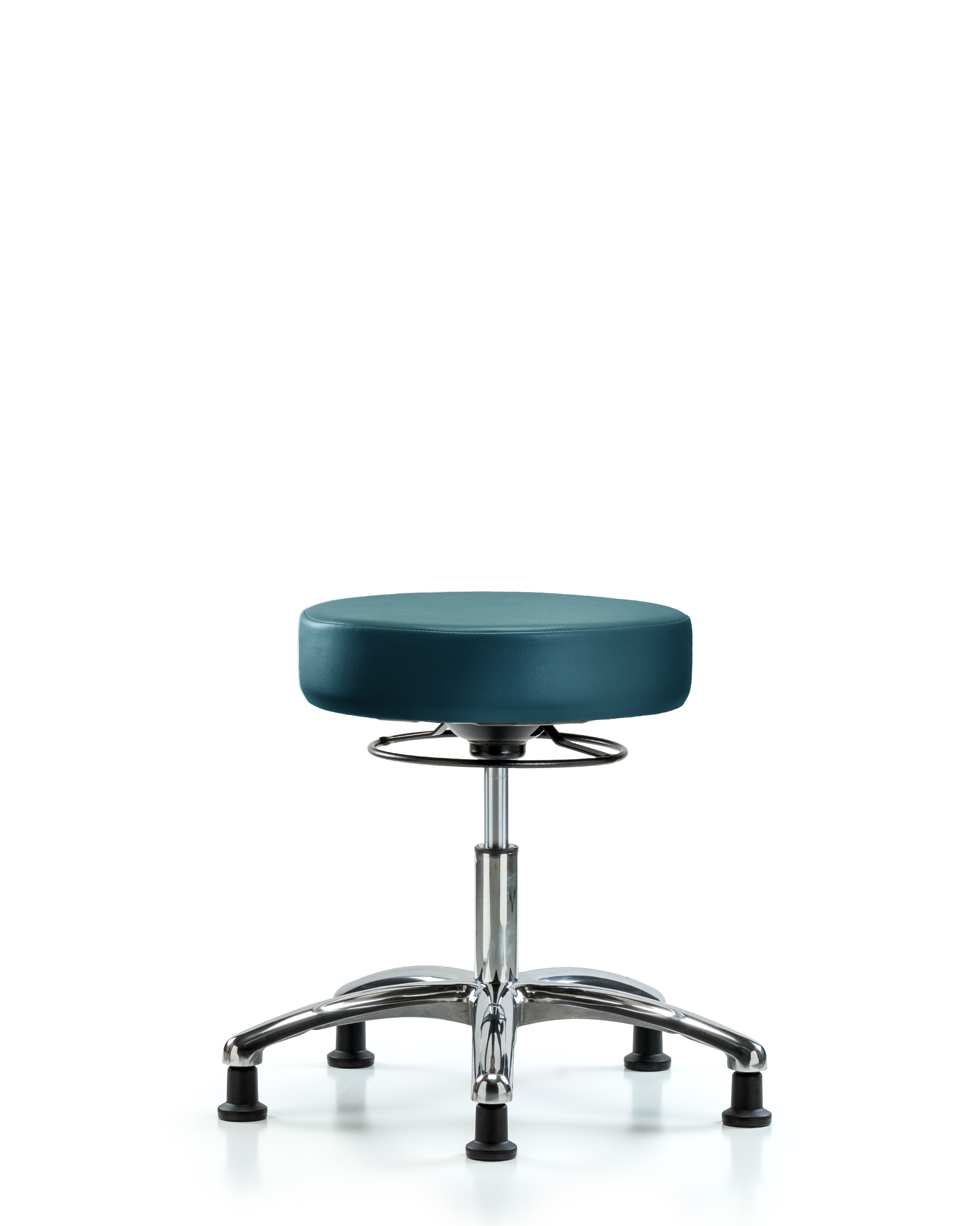 Rutledge Vinyl Stool without Back Chrome - Desk Height with Stationary Glides in Marine Blue Supernova Vinyl